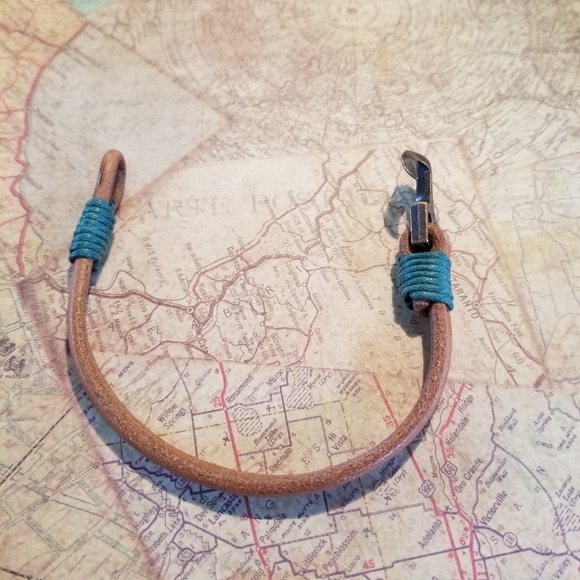 Anchor/Nautical leather bracelet - Picture 2 of 6